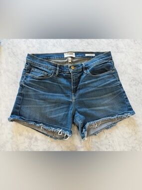 FRAME Le Cutoff Short Distressed Denim Shorts Hyde Park Size 29 Blue Raw Hem